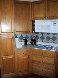 Oak cabinets laminate counters 