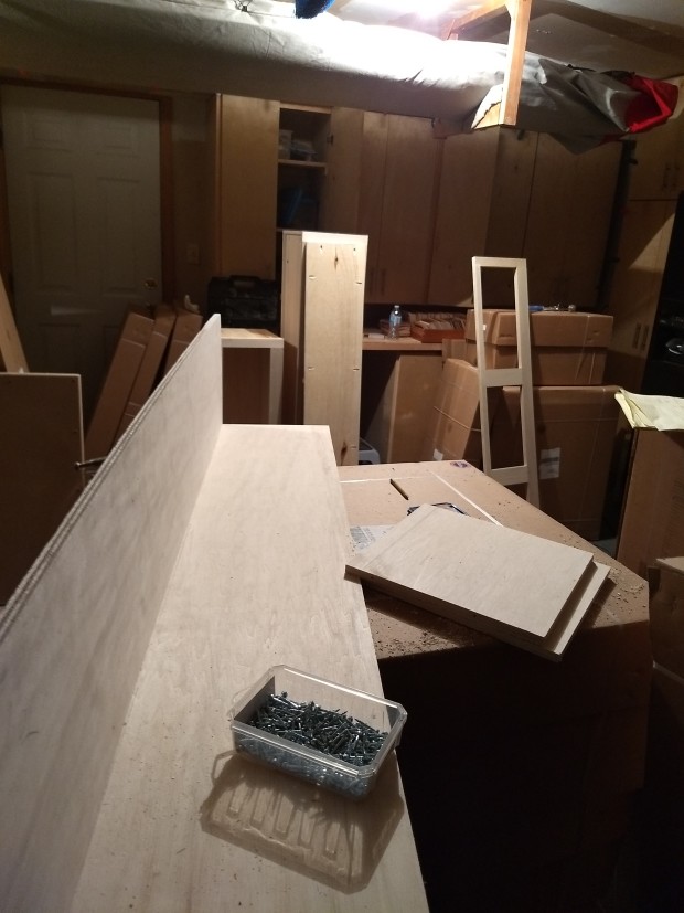 Using birch plywood and pocket-screw joinery I built the upper cabinet boxes in my shop.